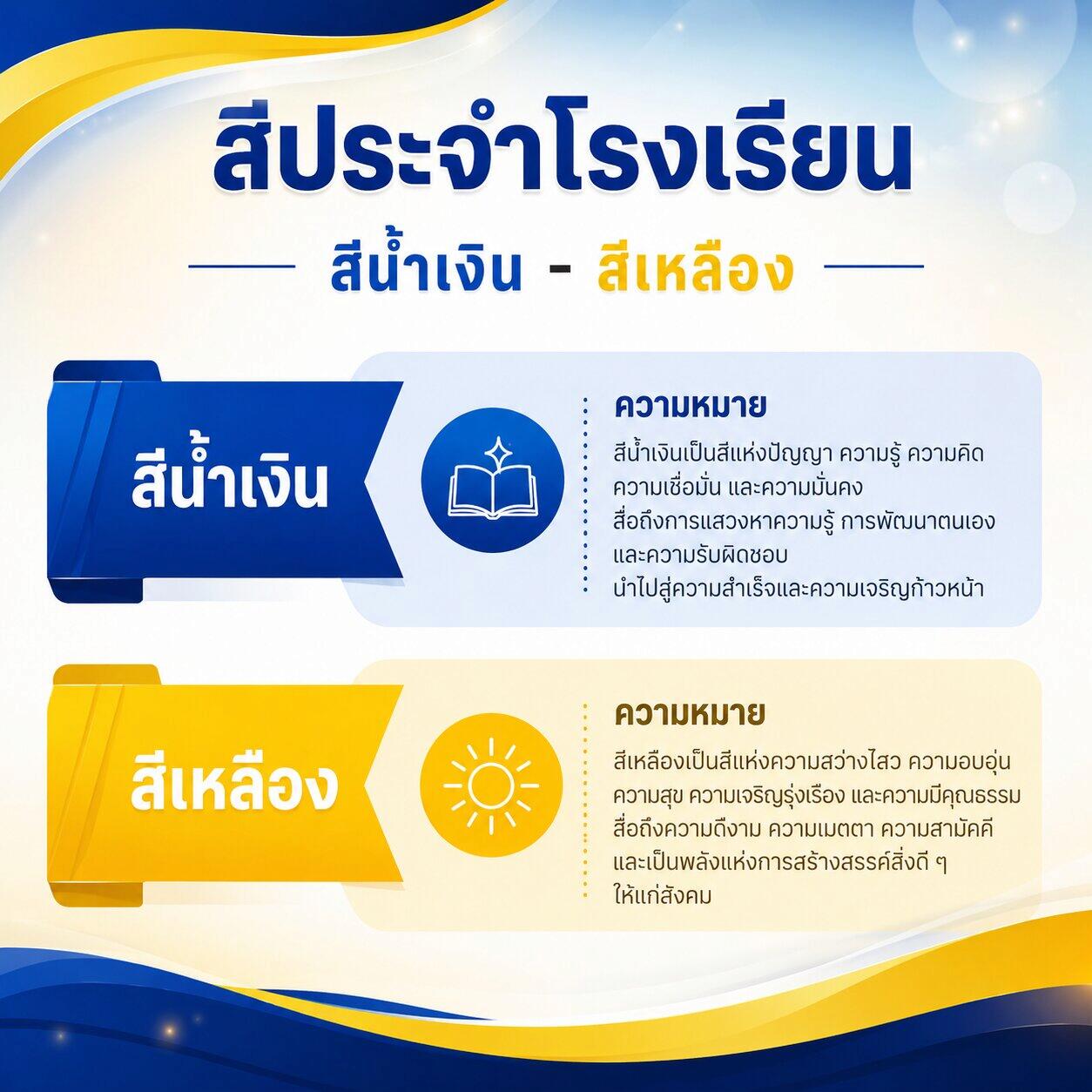 น้ำเงิน-เหลือง สีประจำโรงเรียนโรงเรียนอรพิมพ์วิทยา