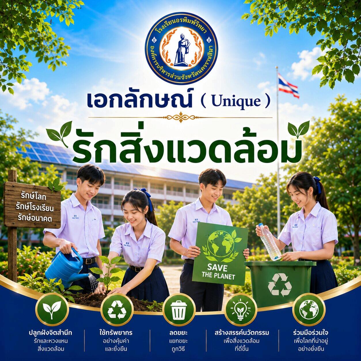 เอกลักษณ์ โรงเรียนอรพิมพ์วิทยา รักสิ่งแวดล้อม